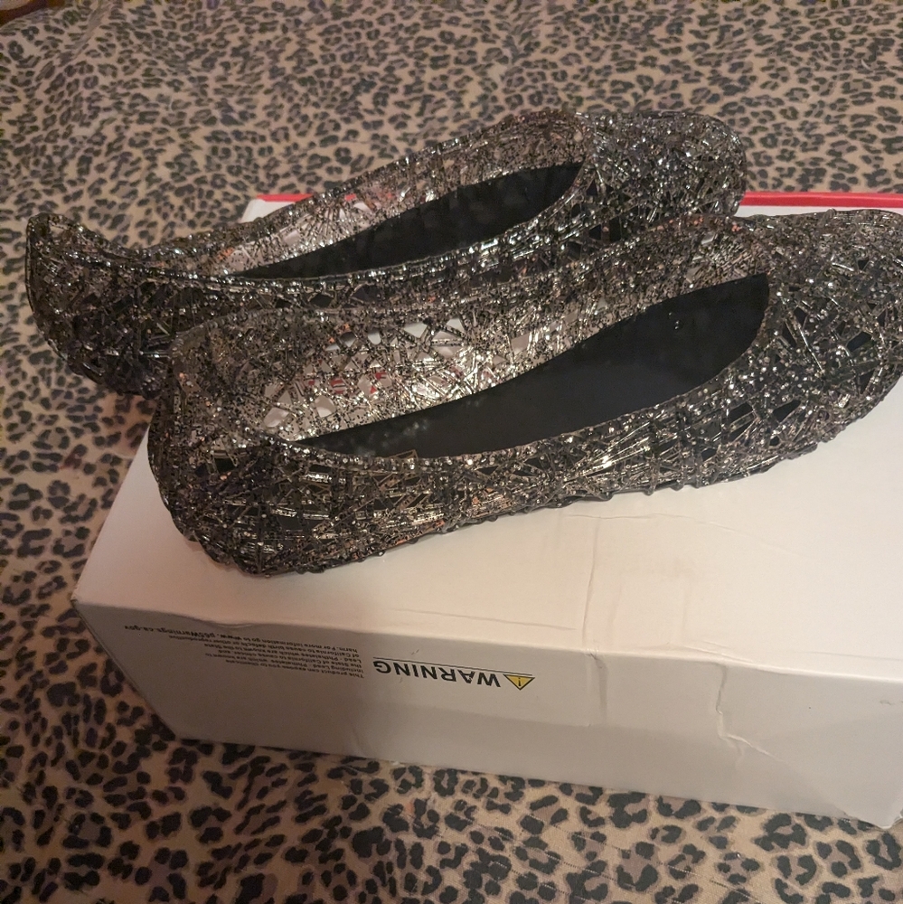 Jelly Silver/Black Women's Flats